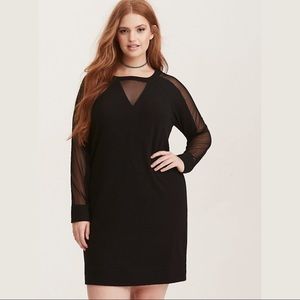 TORRID Plus Size Black Mesh Inset Sweetshirt Dress